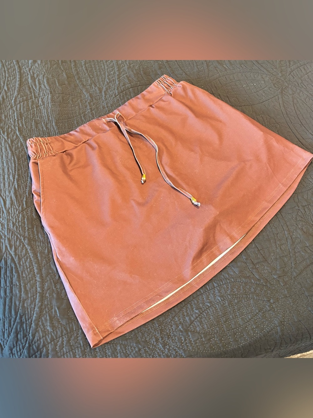 Rust Drawstring Skort with Pocket Detail - Women's